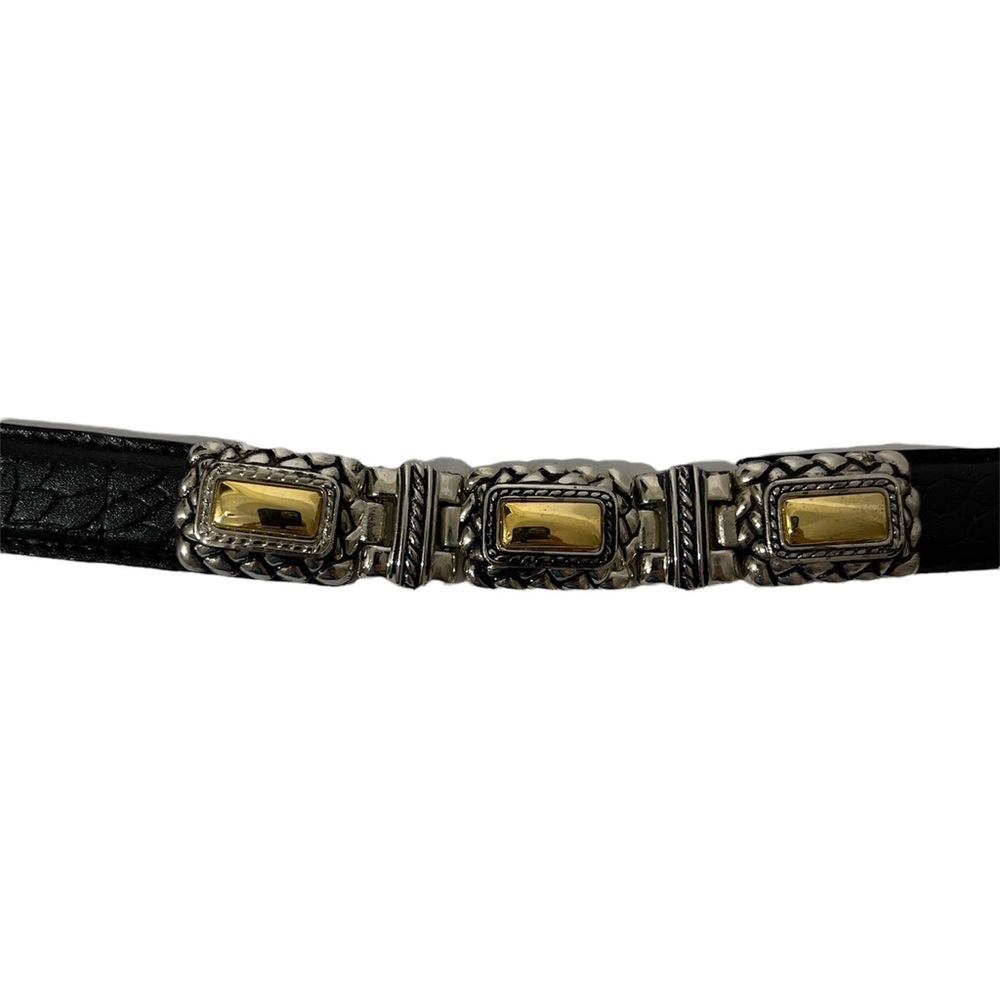 Brighton Leather Black Western Style Embellished Belt Size L